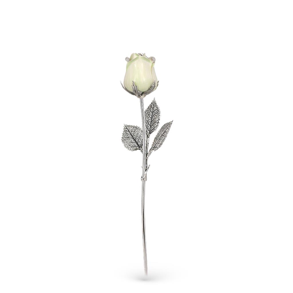 Rosa soprammobile argento 925 smalto bianco 17cm - GI.RO’ART