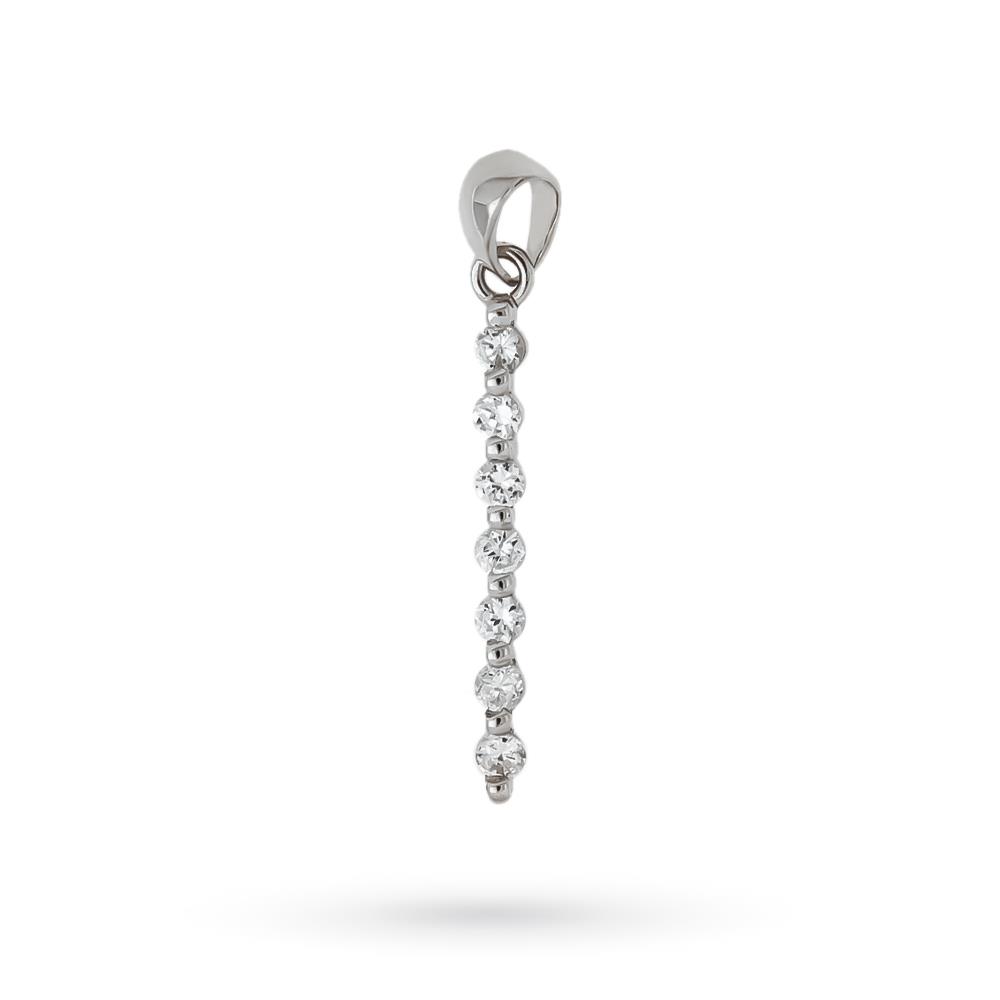 18kt white gold bar pendant with white zircons - LUSSO ITALIANO