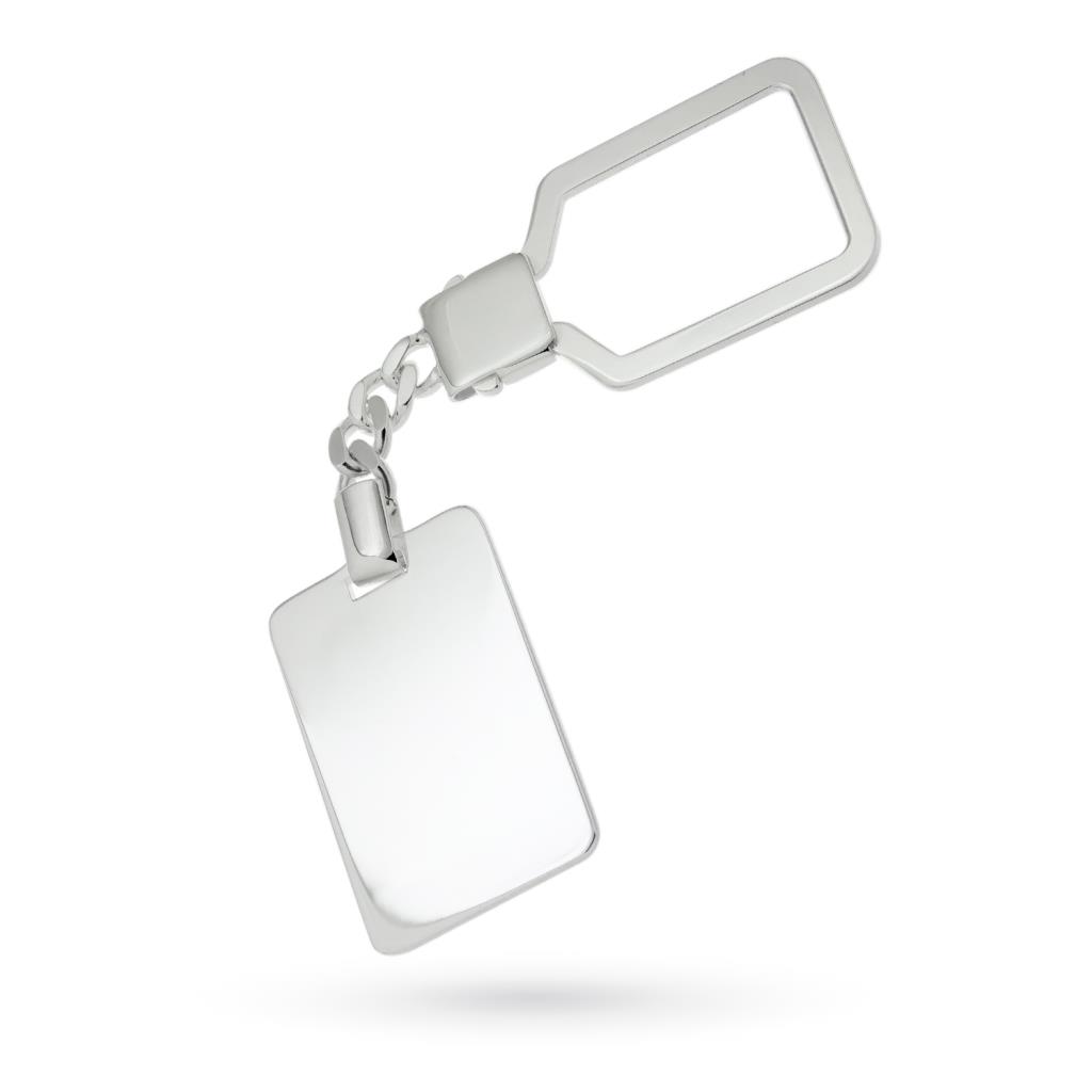 Keychain with thin rectangular plate in 925 silver - UNBRANDED