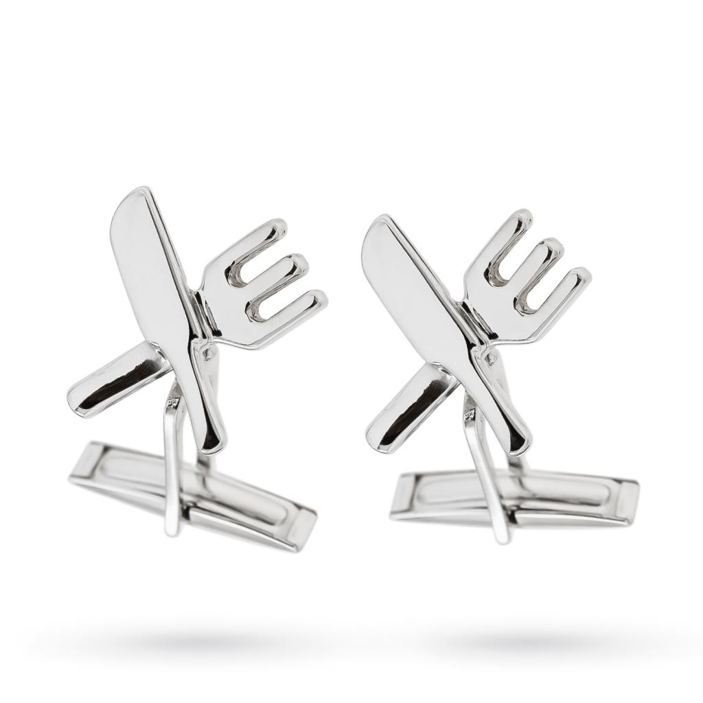 925 sterling silver cufflinks knife and fork crossed - SATURNO