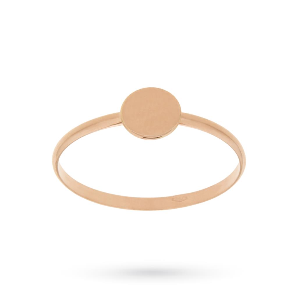 18kt rose gold ring with polished round plate - LUSSO ITALIANO