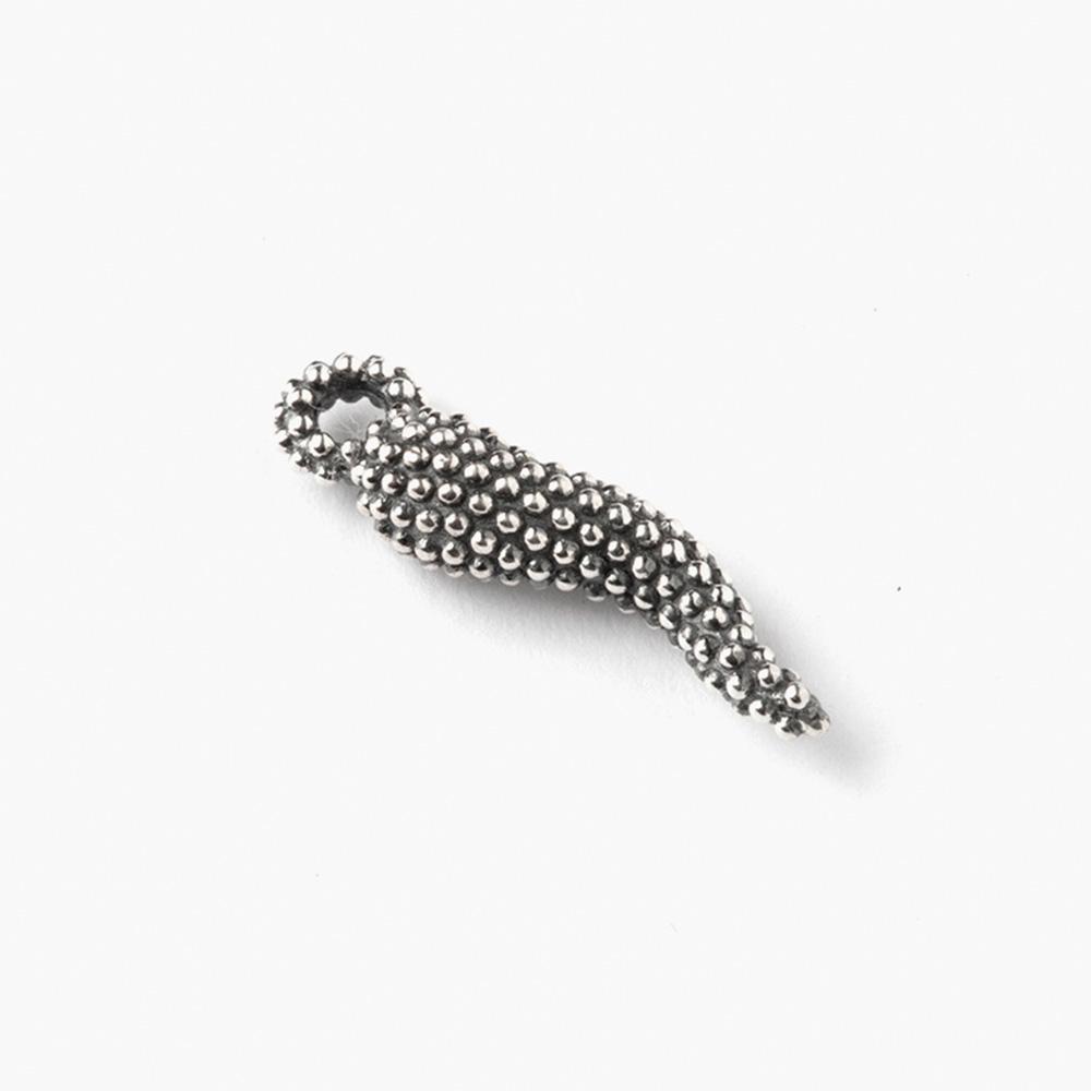 Pendente cornino puntinato piccolo argento brunito Nove25 - NOVE25