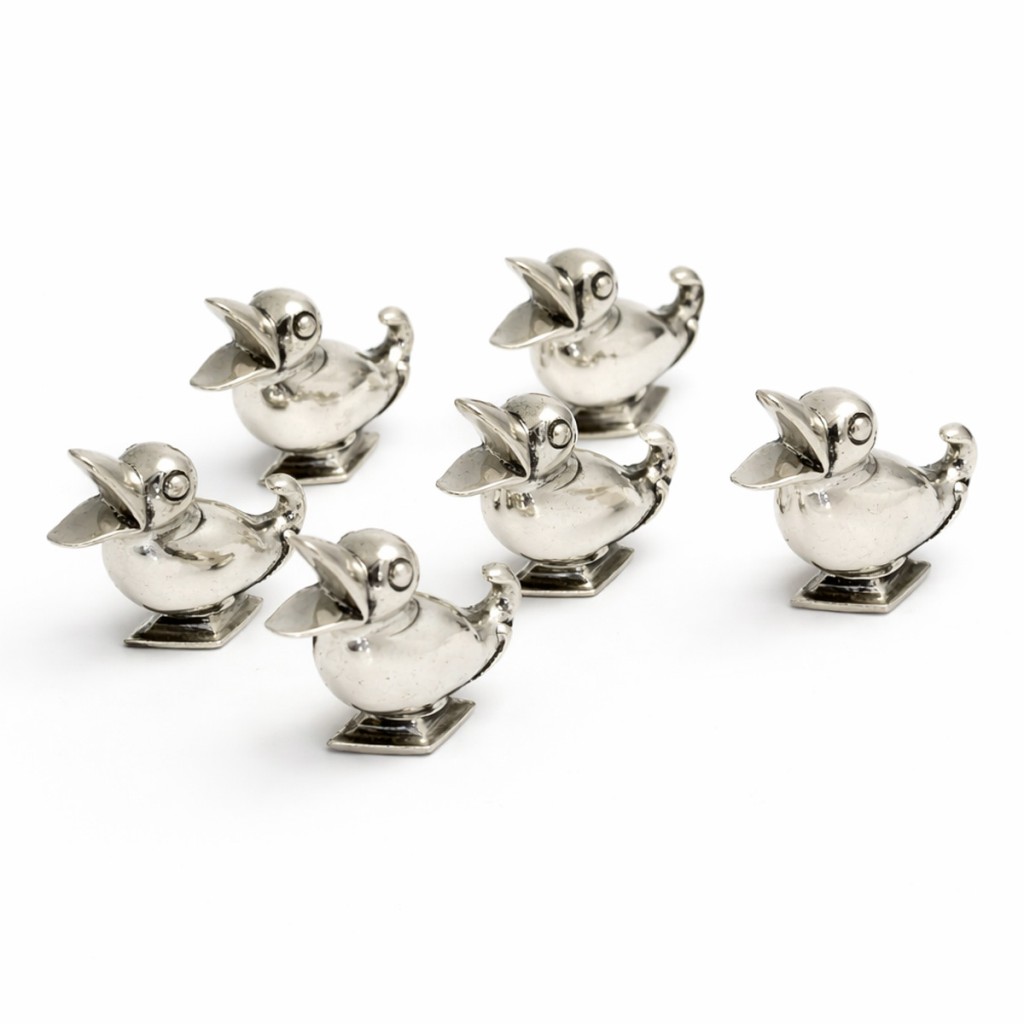 6 ducks place card holders 800 silver - 