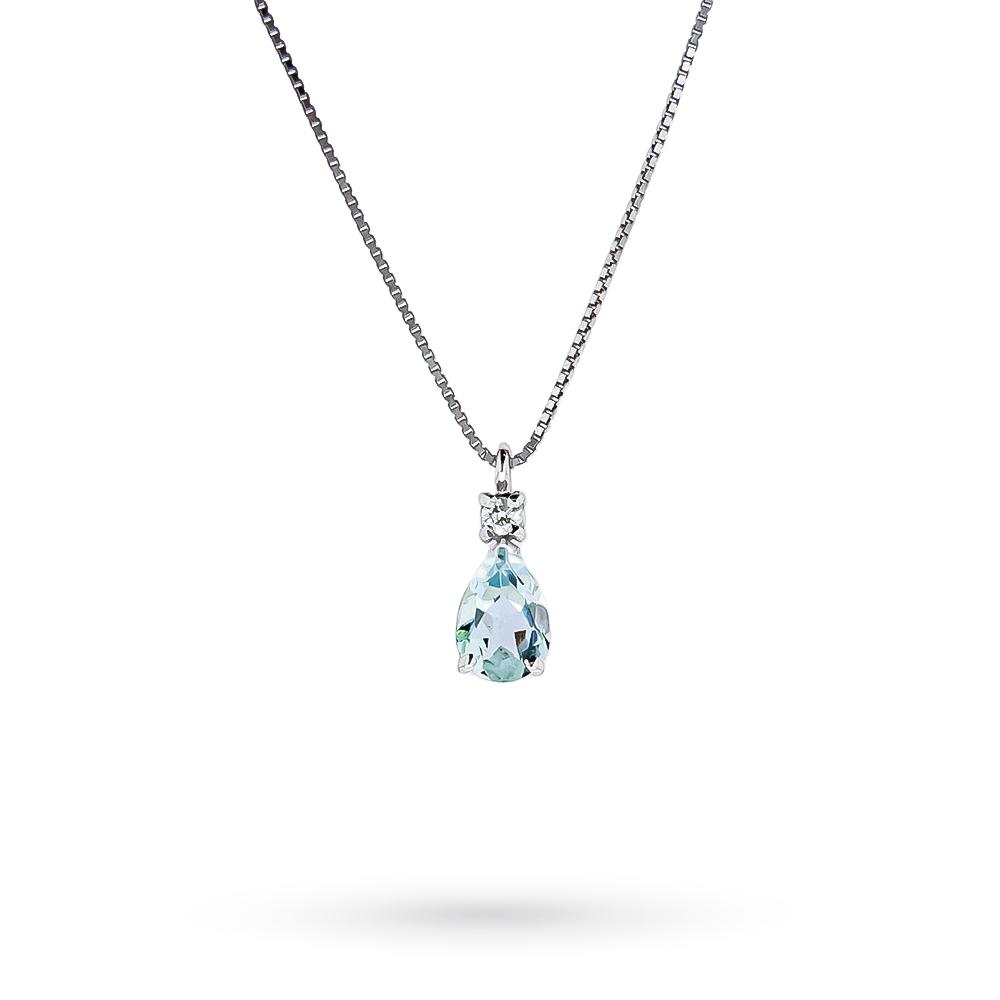 Collana acquamarina goccia 0,33ct diamante 0,02ct Luigi Quaglia - QUAGLIA