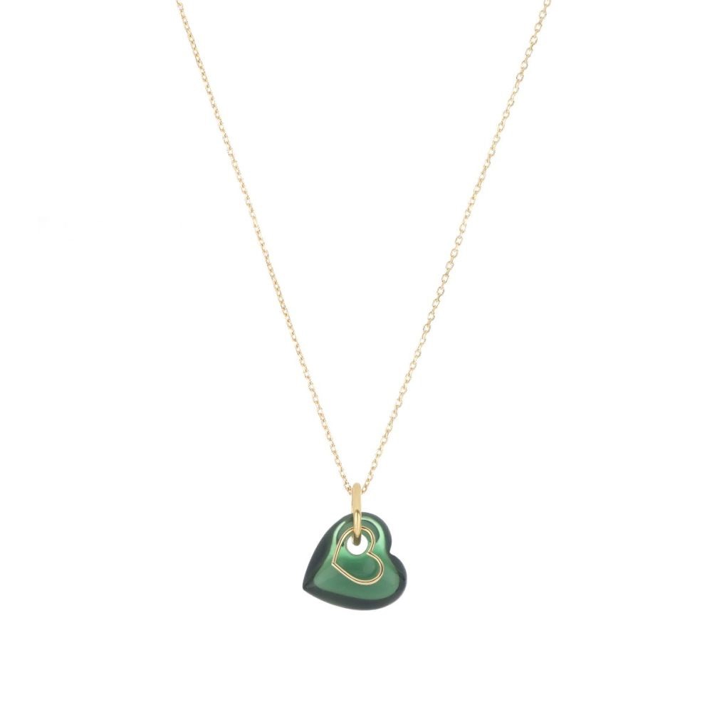 Collana con Cuore Oro 18kt Quarzo Verde - MAMAN ET SOPHIE
