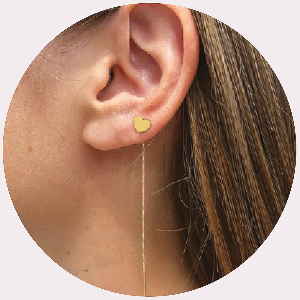 orecchino cuore e filo d