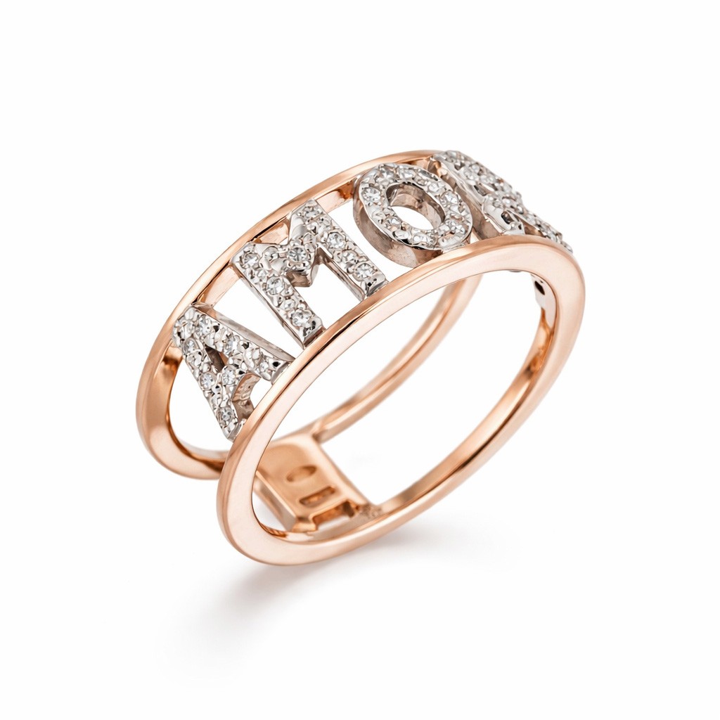  Band ring AMORE white rose gold diamonds - PINOMARINO