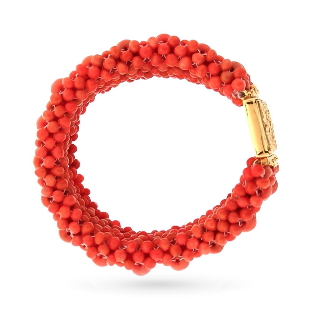  Bracciale corallo rosso sciacca chiusura artigianale oro giallo - ASCIONE