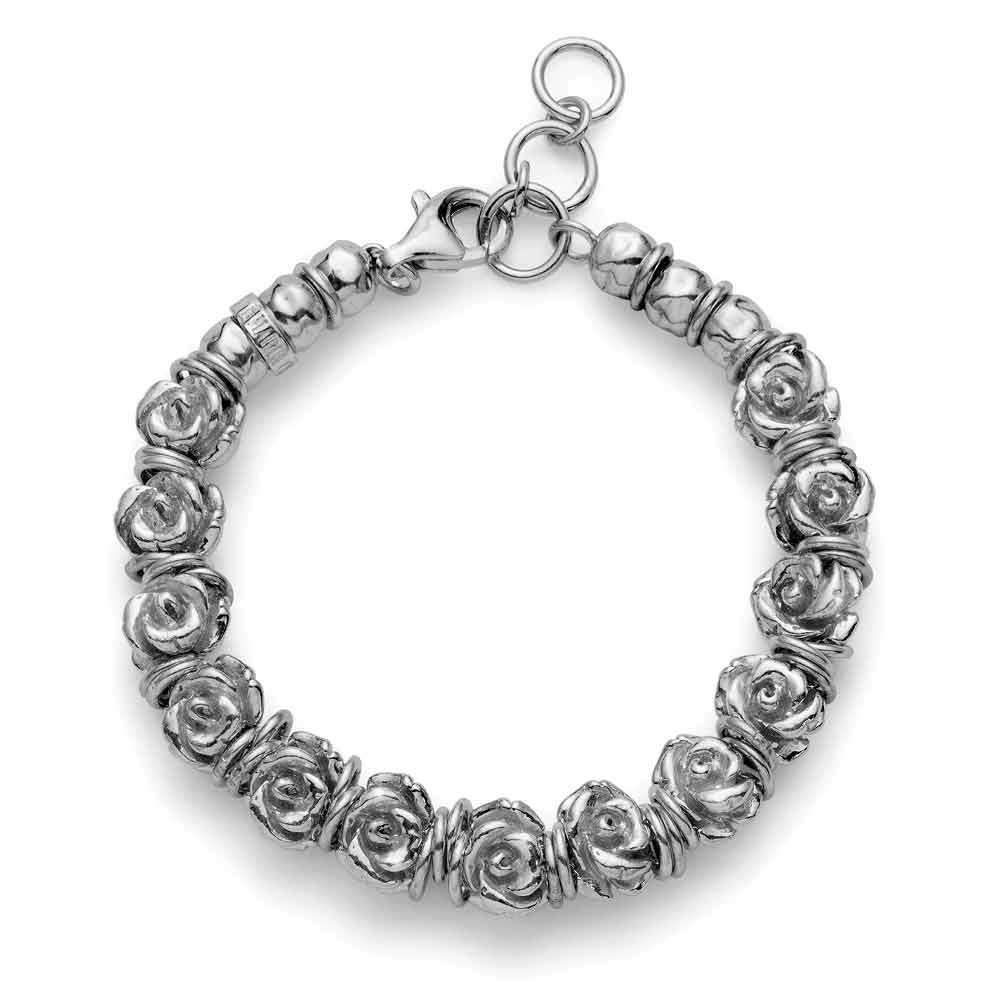  Bracciale donna argento con 13 charms roselline 16+3 cm - MARIA CRISTINA STERLING