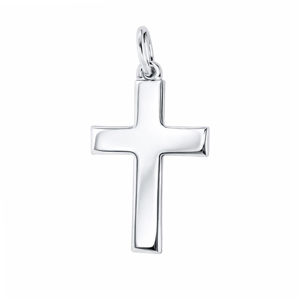 Ciondolo croce in oro bianco lucido