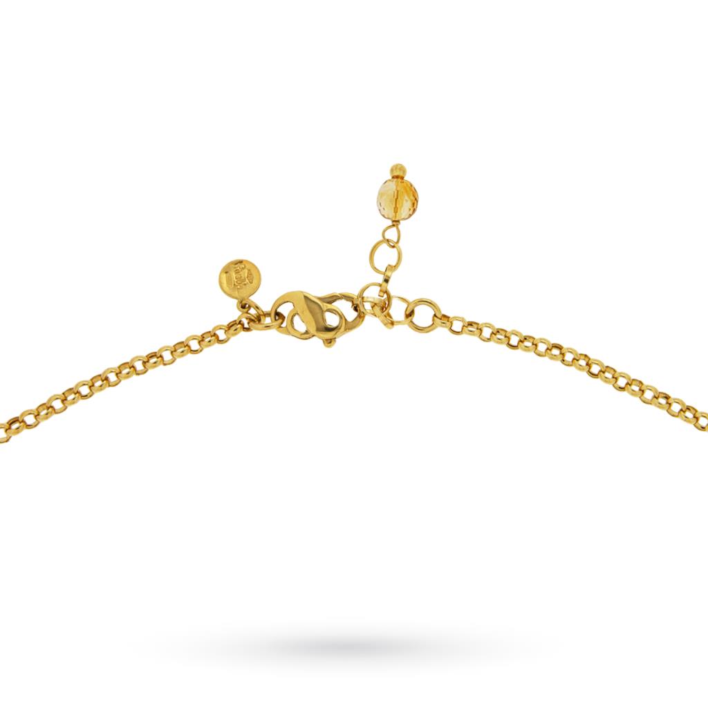  Yellow gold necklace enamel flower copper plate - GABRIELLA RIVALTA