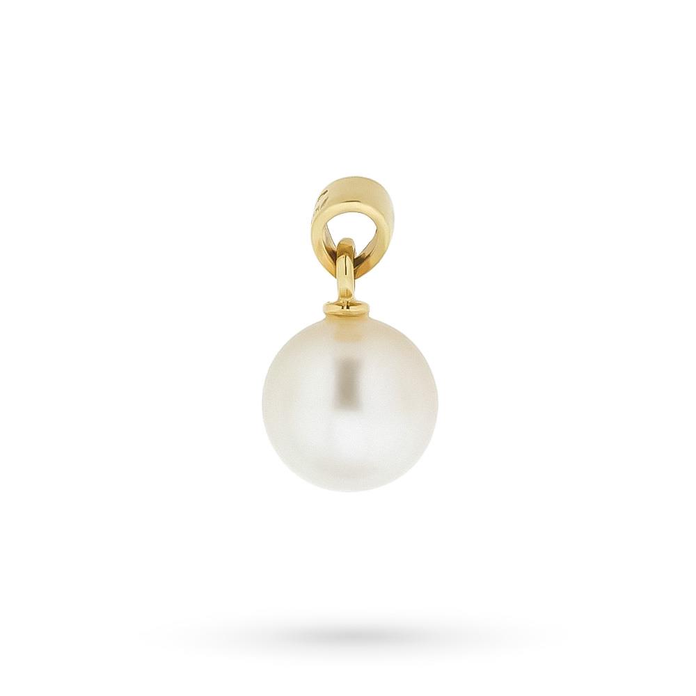 Ciondolo oro giallo perla giapponese bianca 9 mm - UNBRANDED