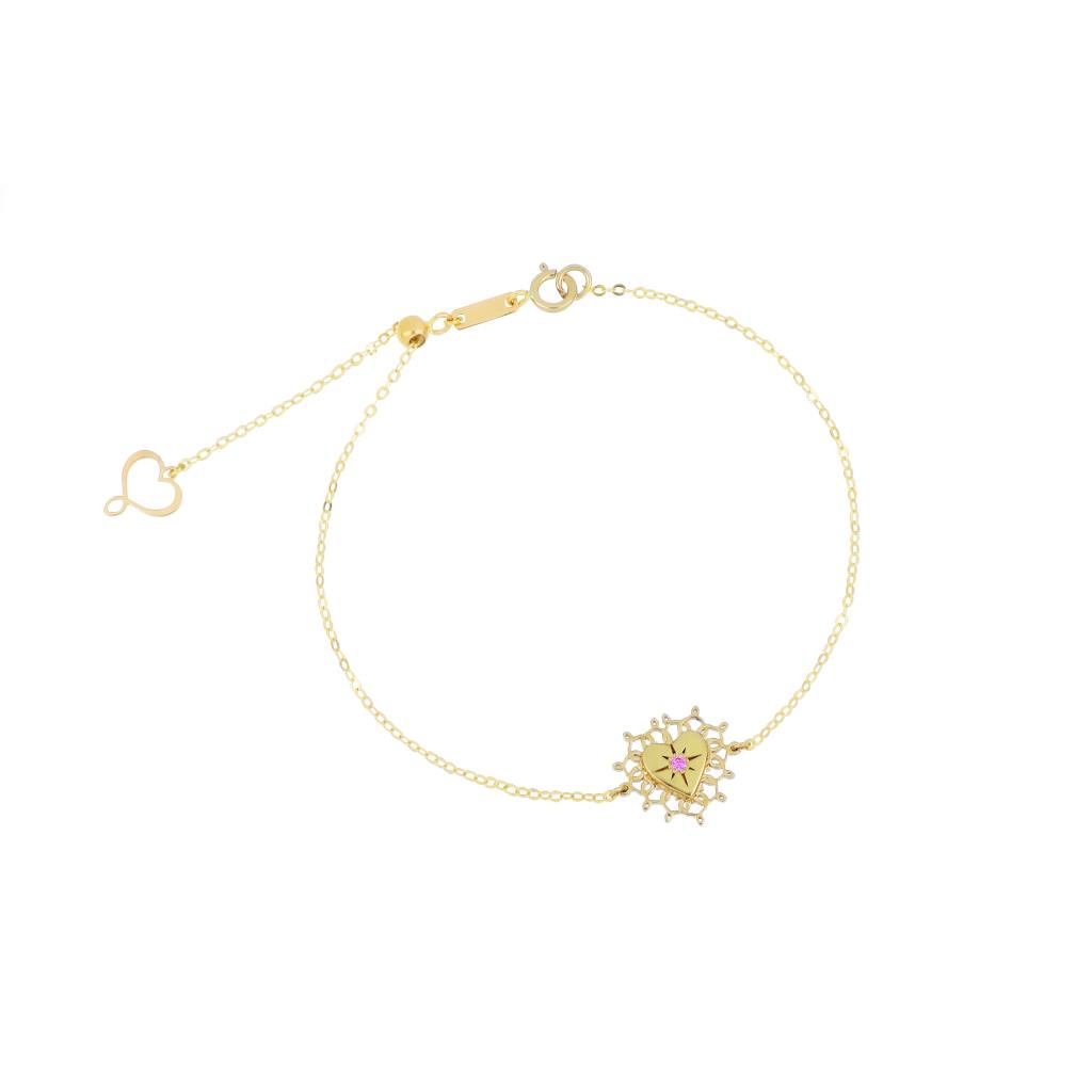 Maman et Sophie bracelet BPNVMZR pink sapphire sacred heart - MAMAN ET SOPHIE