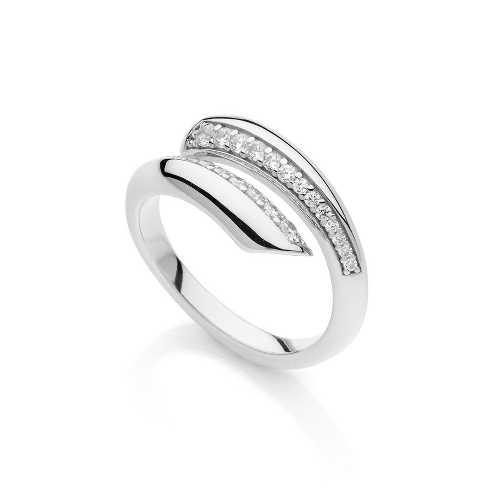 Anello Unoaerre 6236-15 contrari&eacute; in argento e zirconi - UNOAERRE