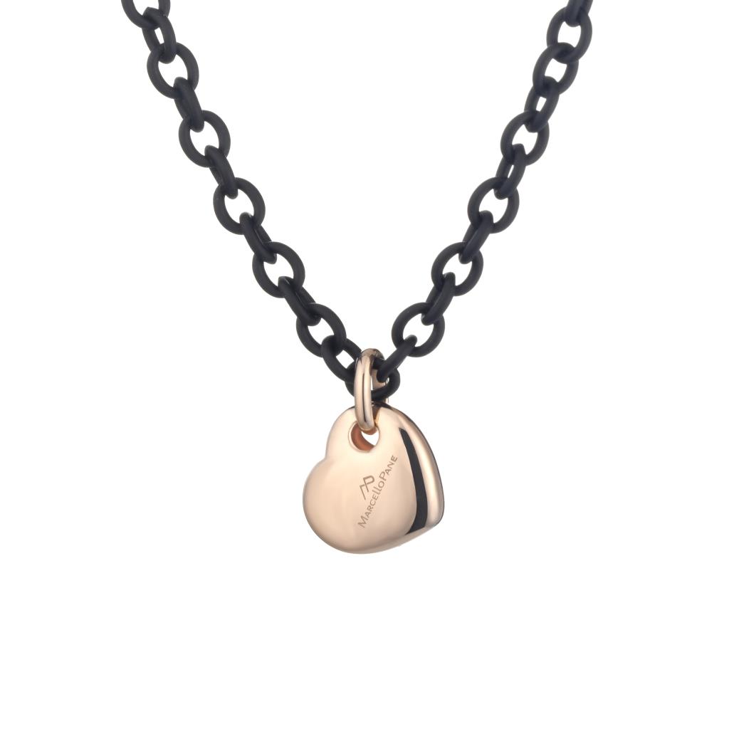 Pink silver necklace heart Marcello Pane Rubber Collection - MARCELLO PANE