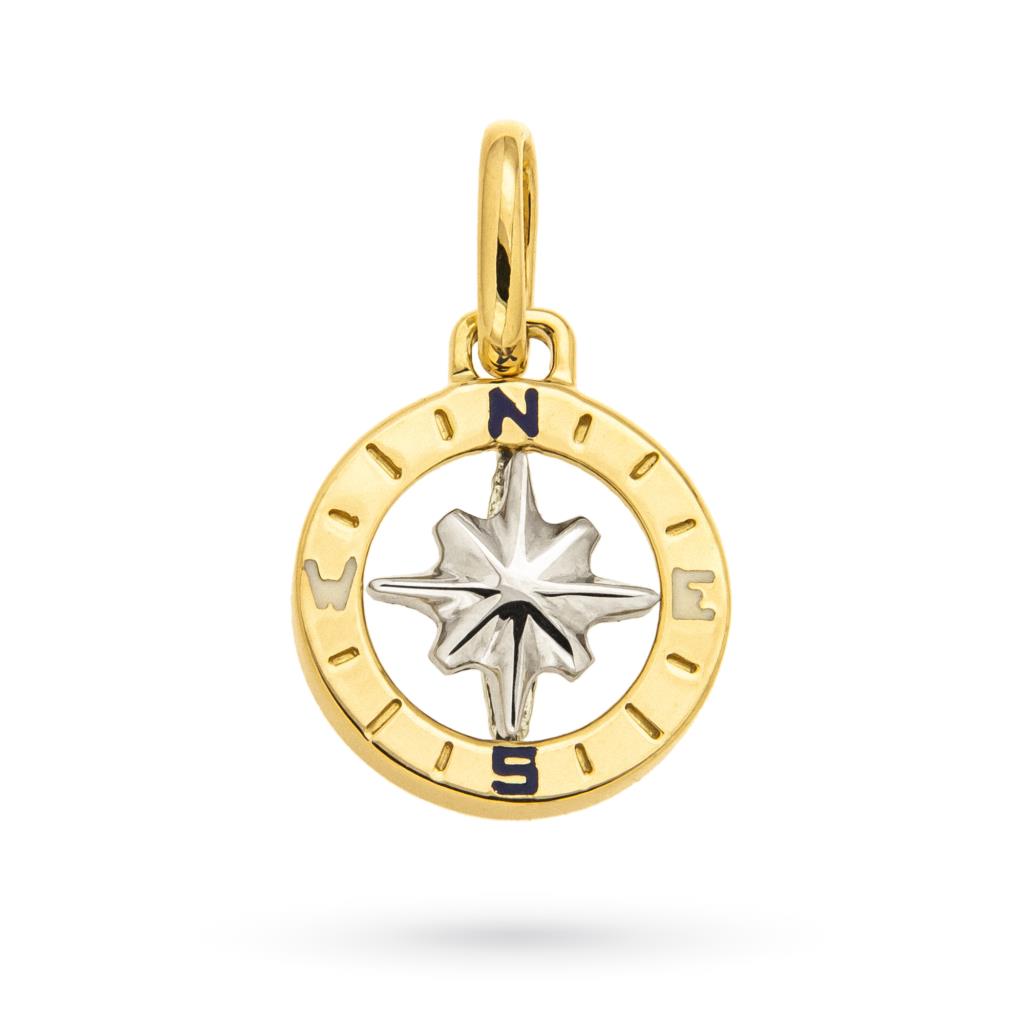 Wind rose charm in 18kt yellow and white gold Ø 1,2 cm - LUSSO ITALIANO