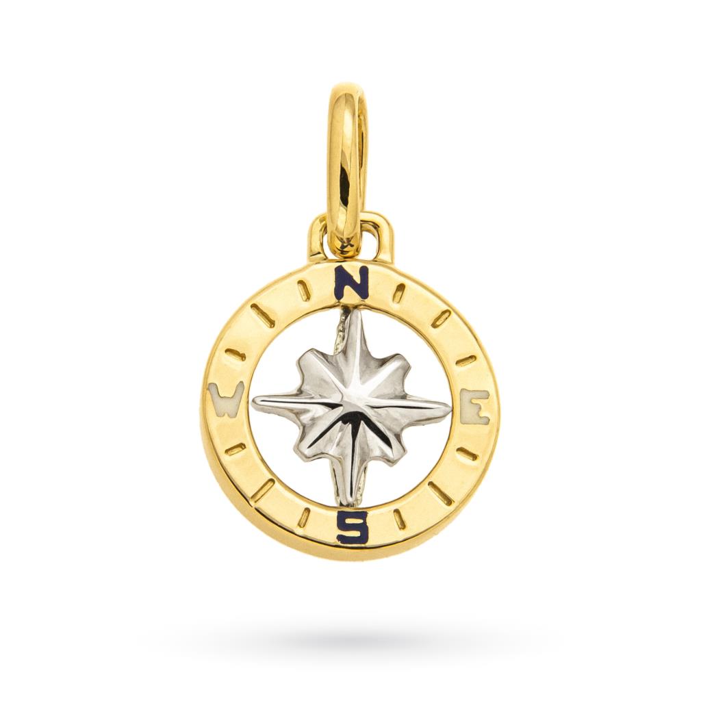 Wind rose charm in 18kt yellow and white gold &Oslash; 1,2 cm - LUSSO ITALIANO