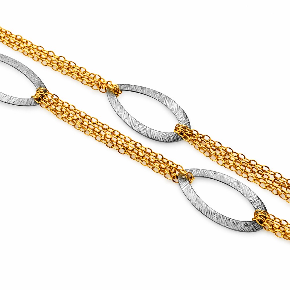 Chanel multifilo oro giallo e bianco con ovali. - LUSSO ITALIANO