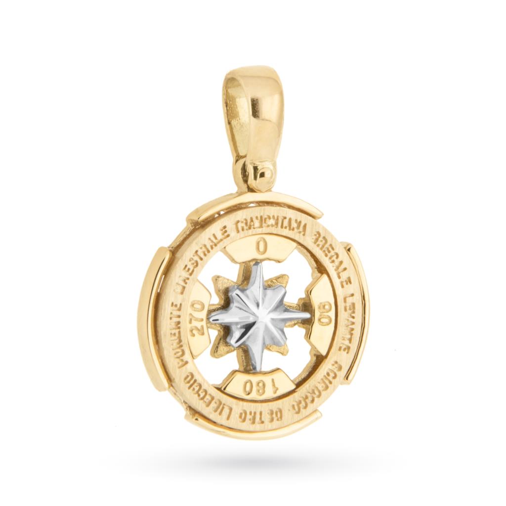 Wind rose charm in 18kt yellow and white gold Ø 1,8 cm - UNBRANDED