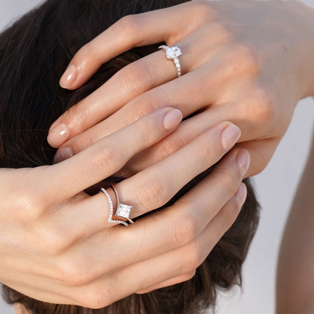  Anello oro rosa diamanti da 0,005 Carati Lab-Grown - misura 14 - AMA