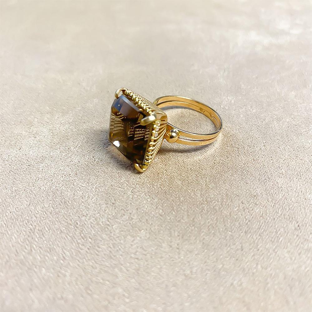  Anello oro rosa topazio brown 14,1 x 14,6mm - LUSSO ITALIANO