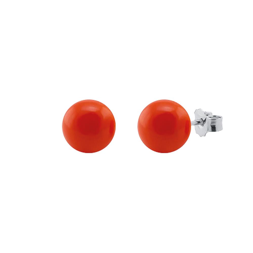 Earrings with Mediterranean red coral Ø 9,00 mm - COSCIA