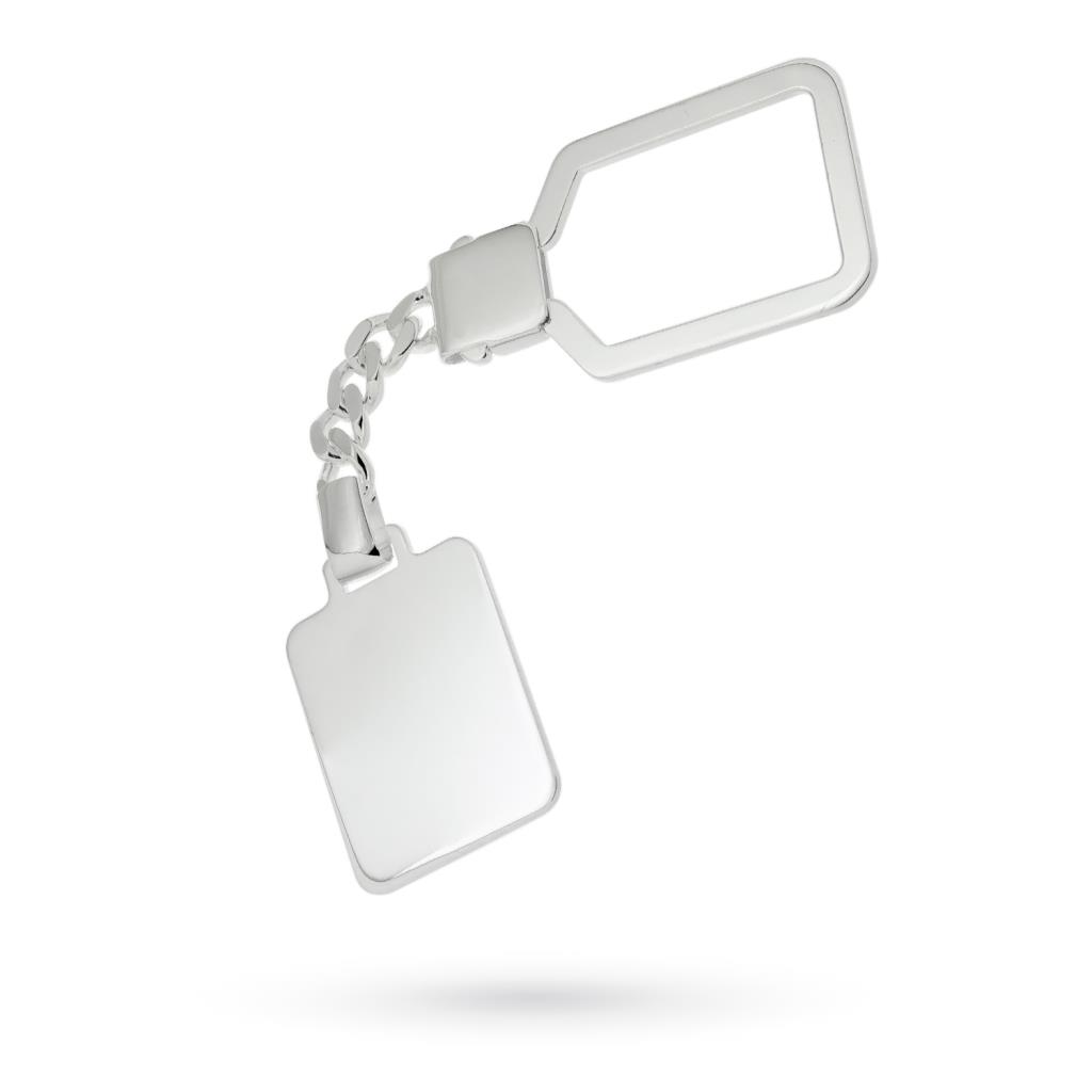 Portachiavi con Piastra Rettangolare Sottile in Argento 925 - LUSSO ITALIANO