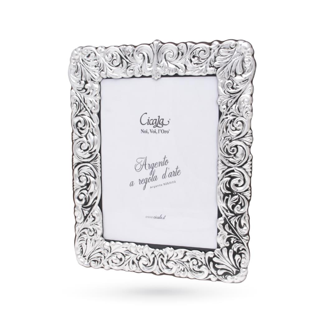Silver photo frame 13x18 cm engraved with leaves - CICALA