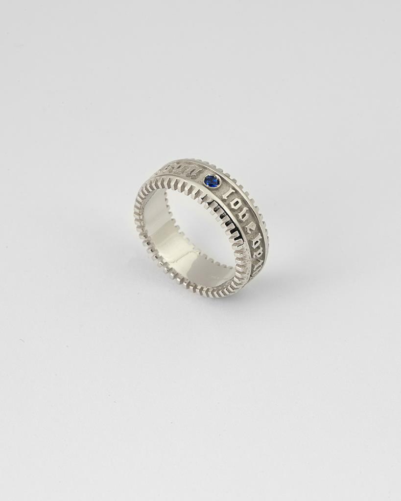 Fascia La Fortuna spinello blu argento rodiato lucido Nove25 Mis.10 - NOVE25