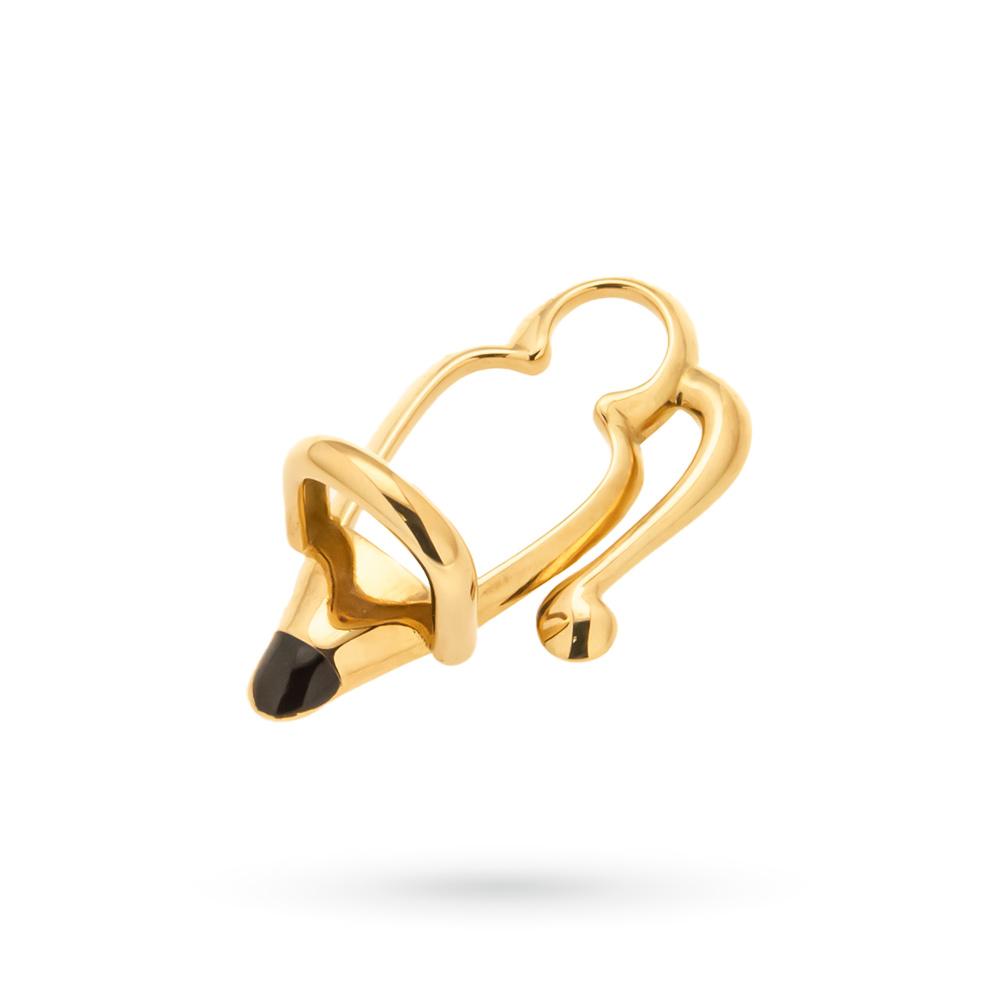  WithThee glasses holder in 18kt yellow gold and black enamel - CICALA