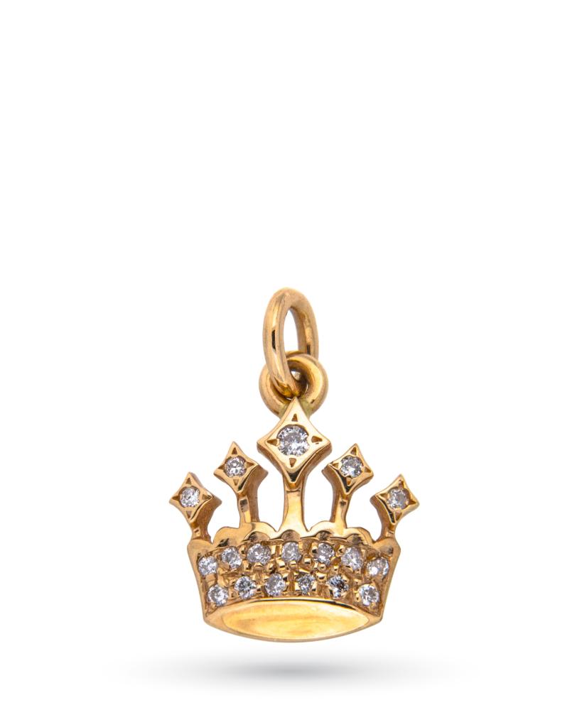 Ciondolo in oro rosa con corona di diamanti - ORO TREND