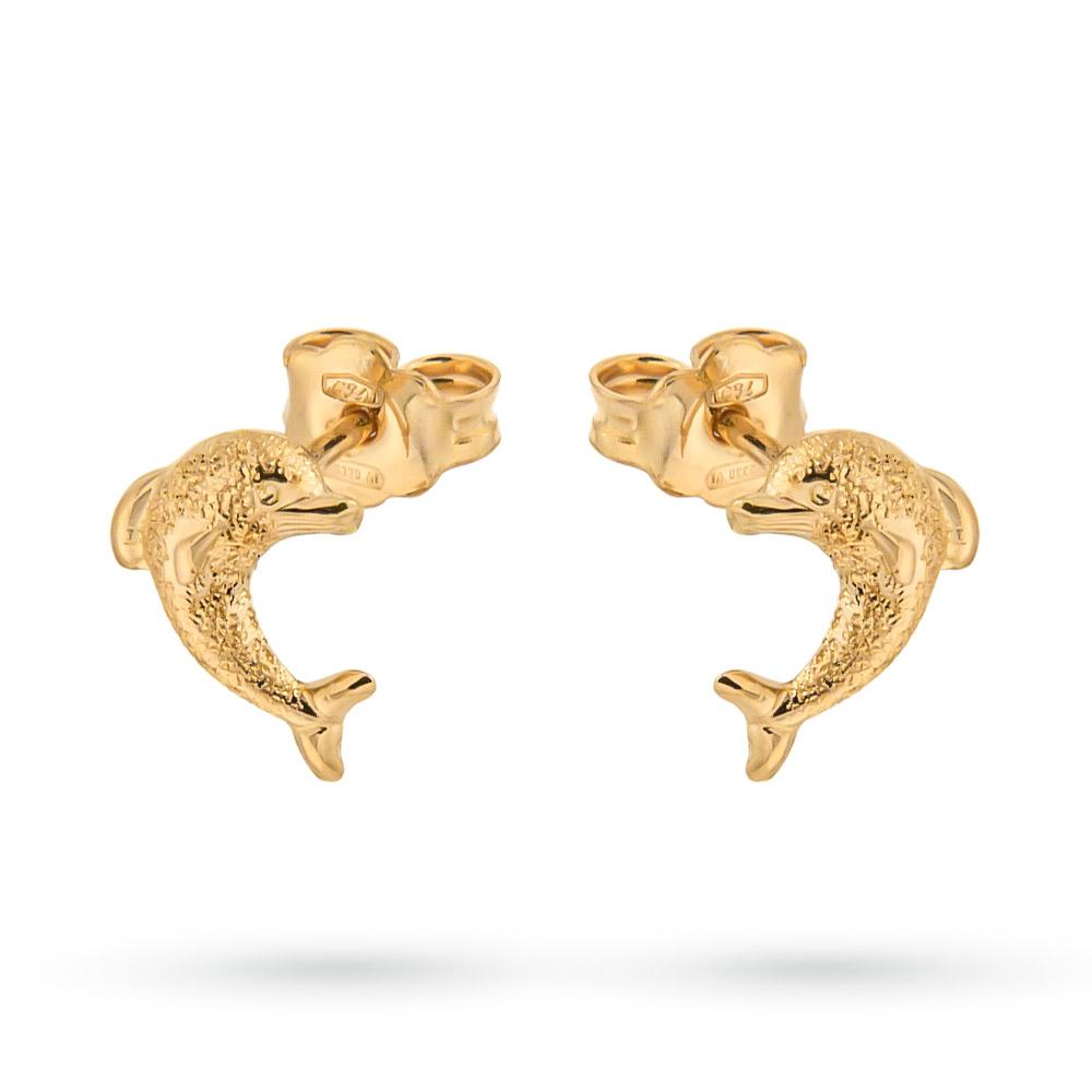 Yellow gold dolphin earrings for girls in 18kt - LUSSO ITALIANO