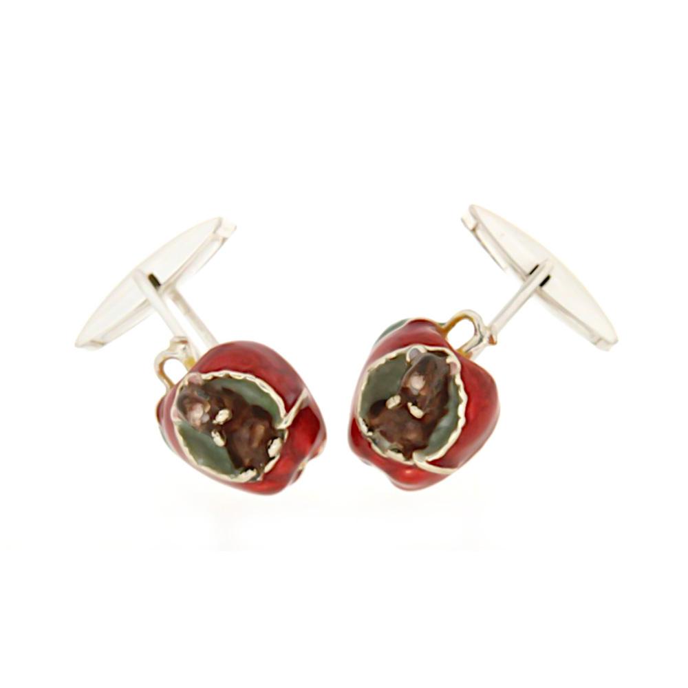 Gemelli per camicia mela topo argento 925 Made Italy - SATURNO