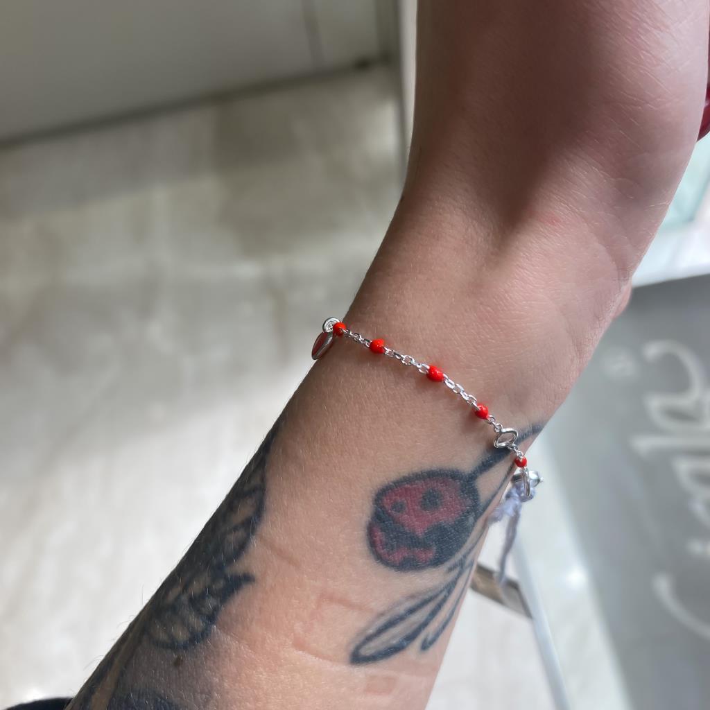  Dodo Mariani bracelet mini enamel chain 3 red hearts - DODO MARIANI