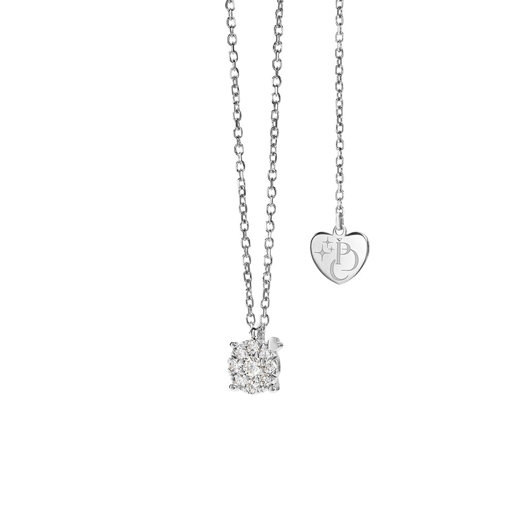 Collana con ciondolo punto luce d'oro e diamanti