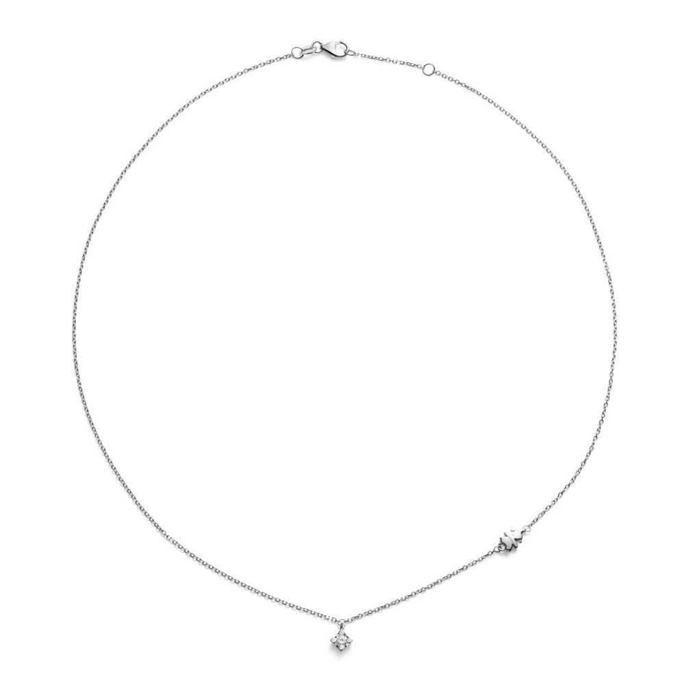 Collana punto luce in oro bianco con sagoma bambina