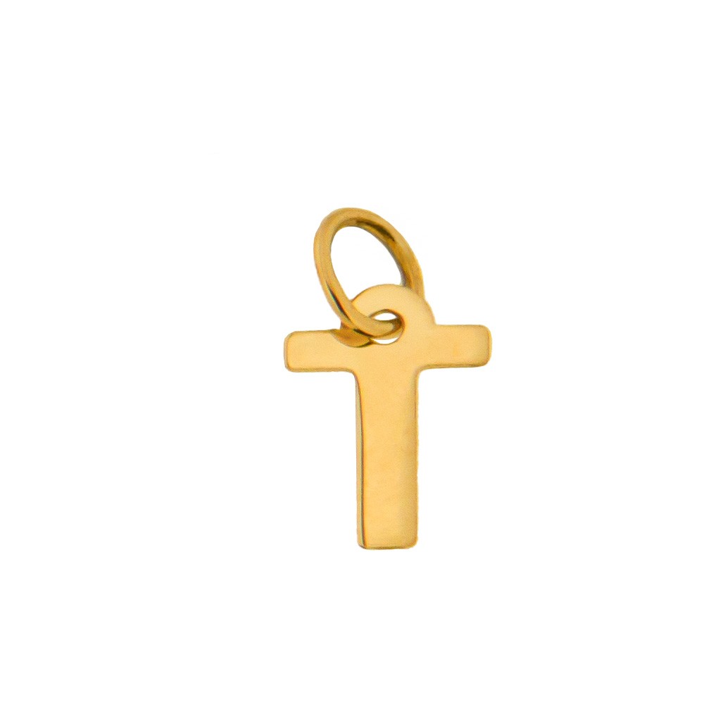 Ciondolo iniziale T in stampatello h 7,00 mm oro giallo - CICALA