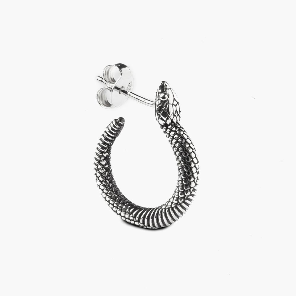  Single snake earring in burnished 925 silver - NOVE25