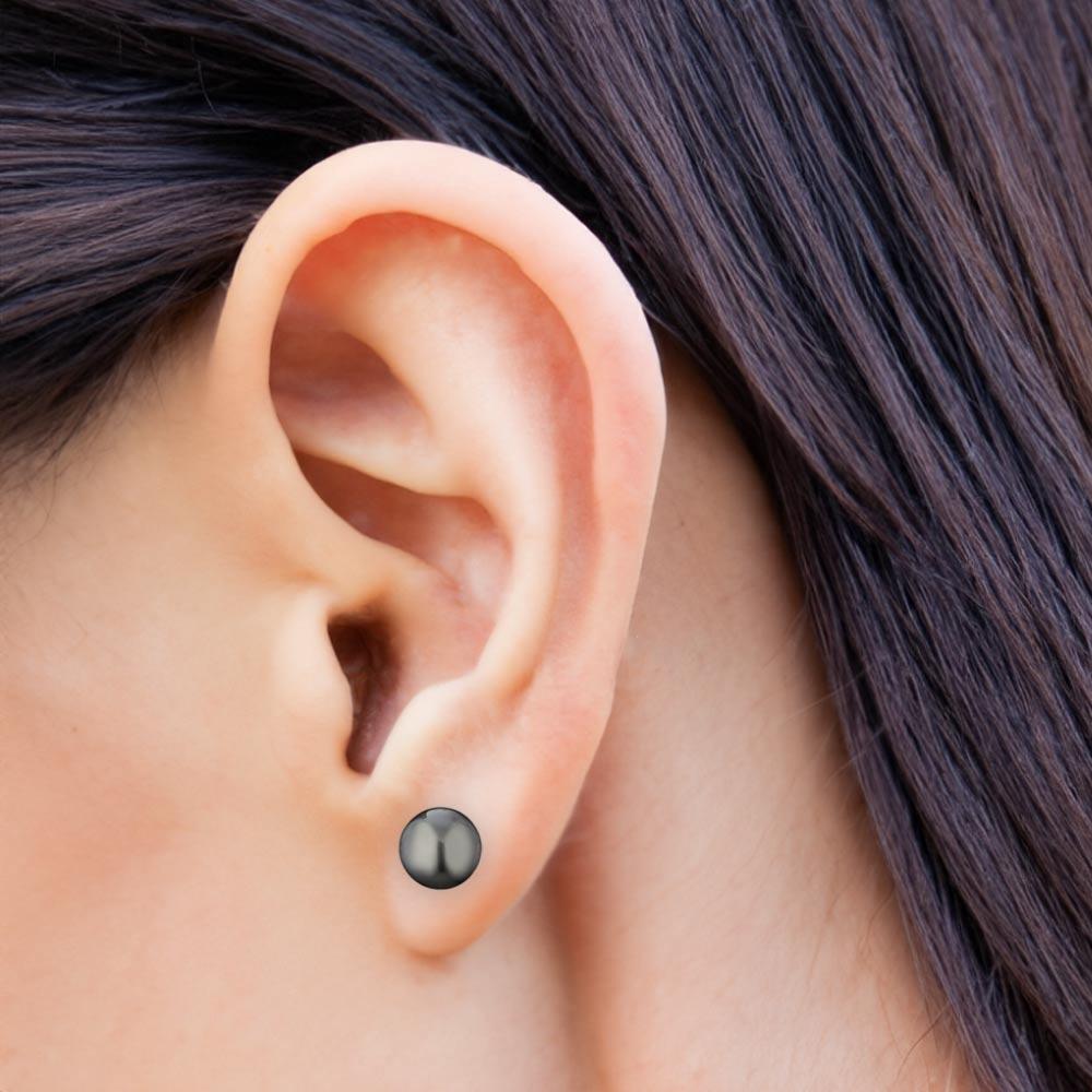  Orecchini in oro con perla Tahiti nera &Oslash; 8,00 mm - COSCIA