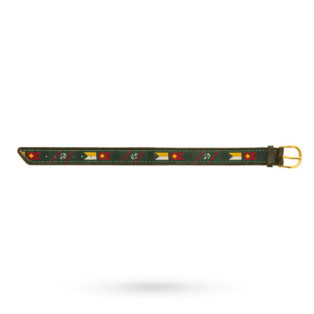 Cinturino pelle e tessuto trama marinara 14mm - 