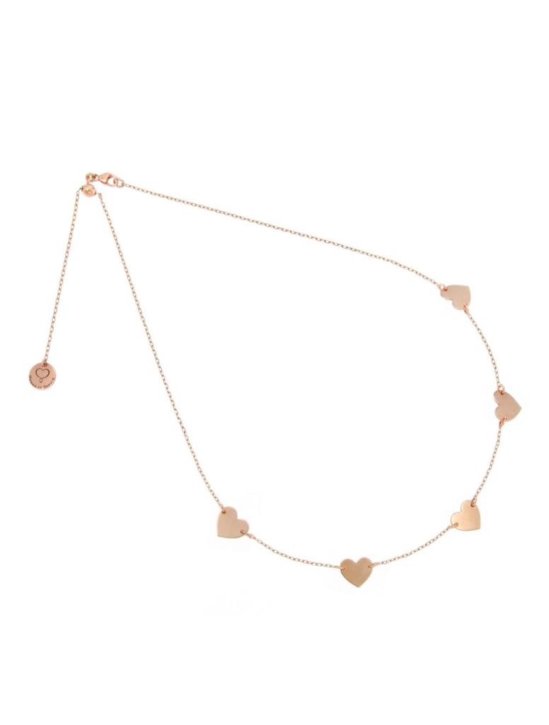 Collana in argento rosa 5 cuori 10mm - MAMAN ET SOPHIE