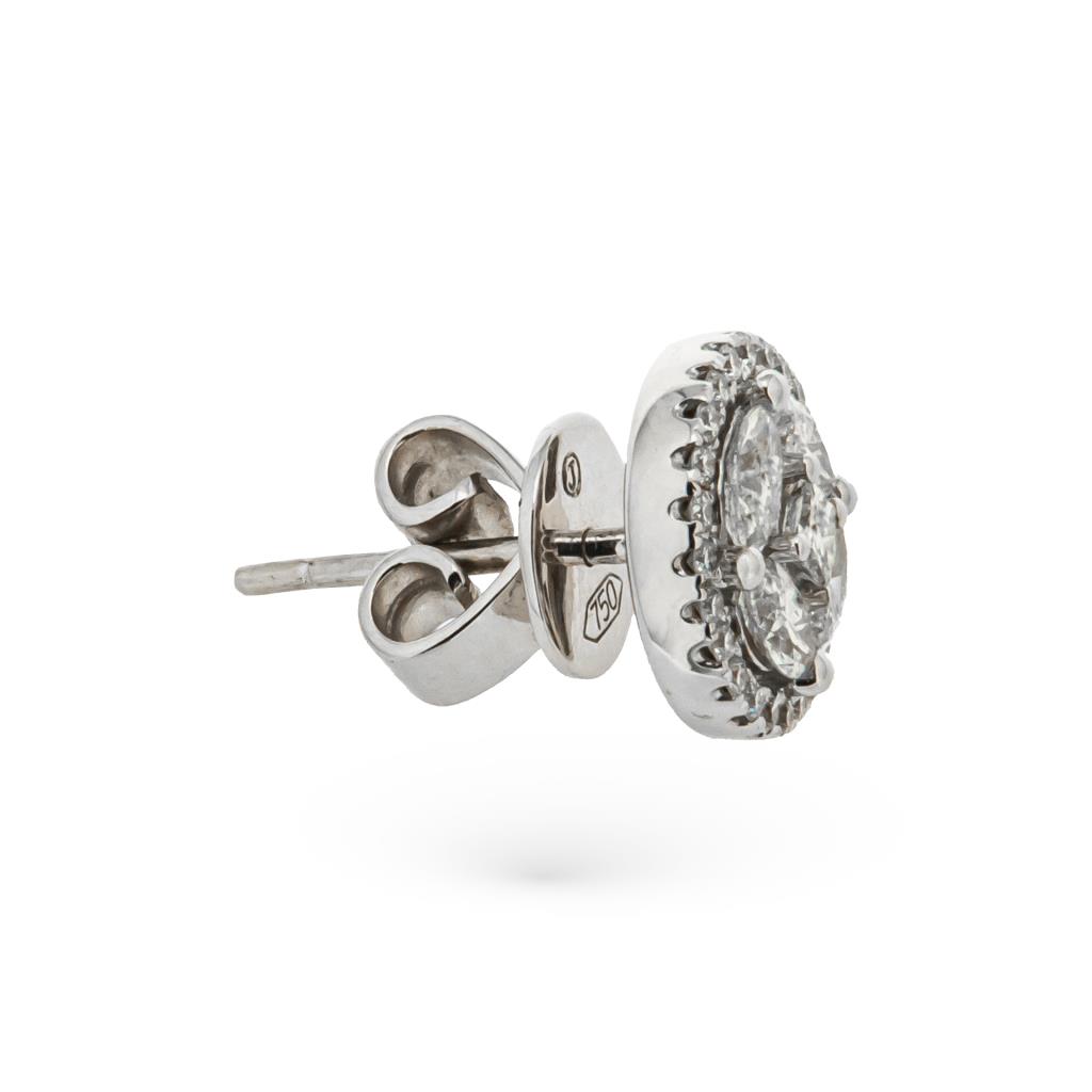  Orecchini oro diamanti carrè navette brillanti 1,03ct - LUSSO ITALIANO