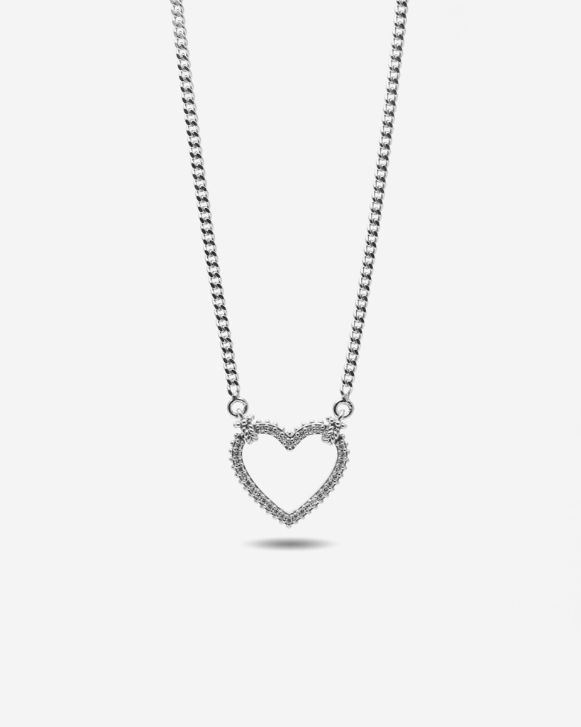 Nove25 shiny rhodium silver tight love necklace - NOVE25