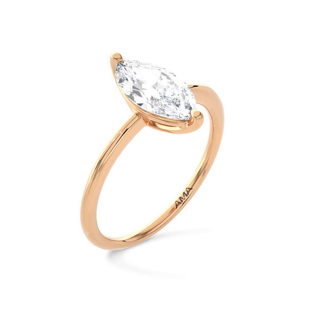 Anello oro rosa con diamante marquise 0,5 Carati Lab-Grown - AMA
