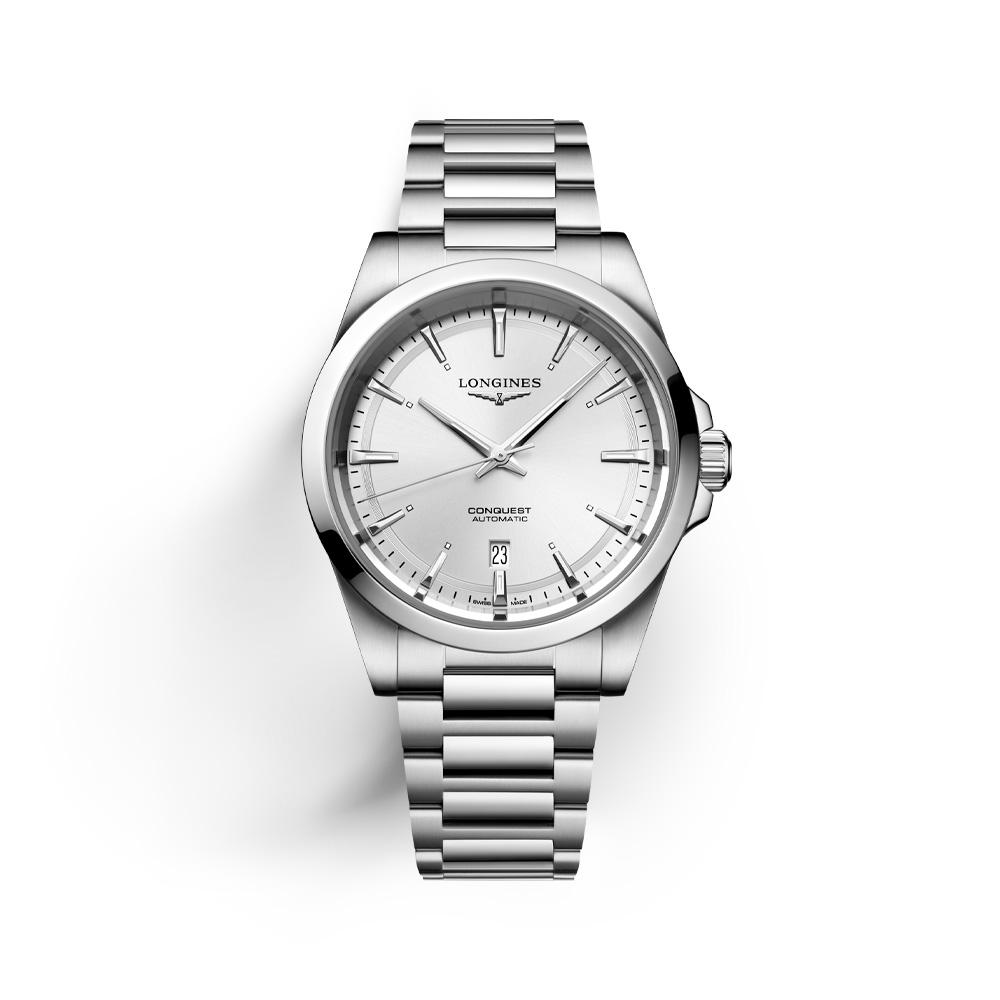 Orologio longines Conquest in acciaio con quadrante argento