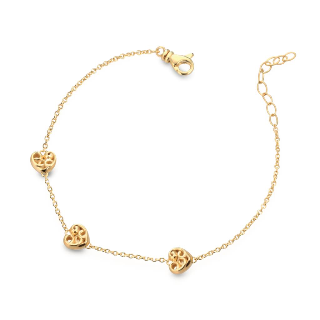Bracelet in golden silver with heart pendants - 