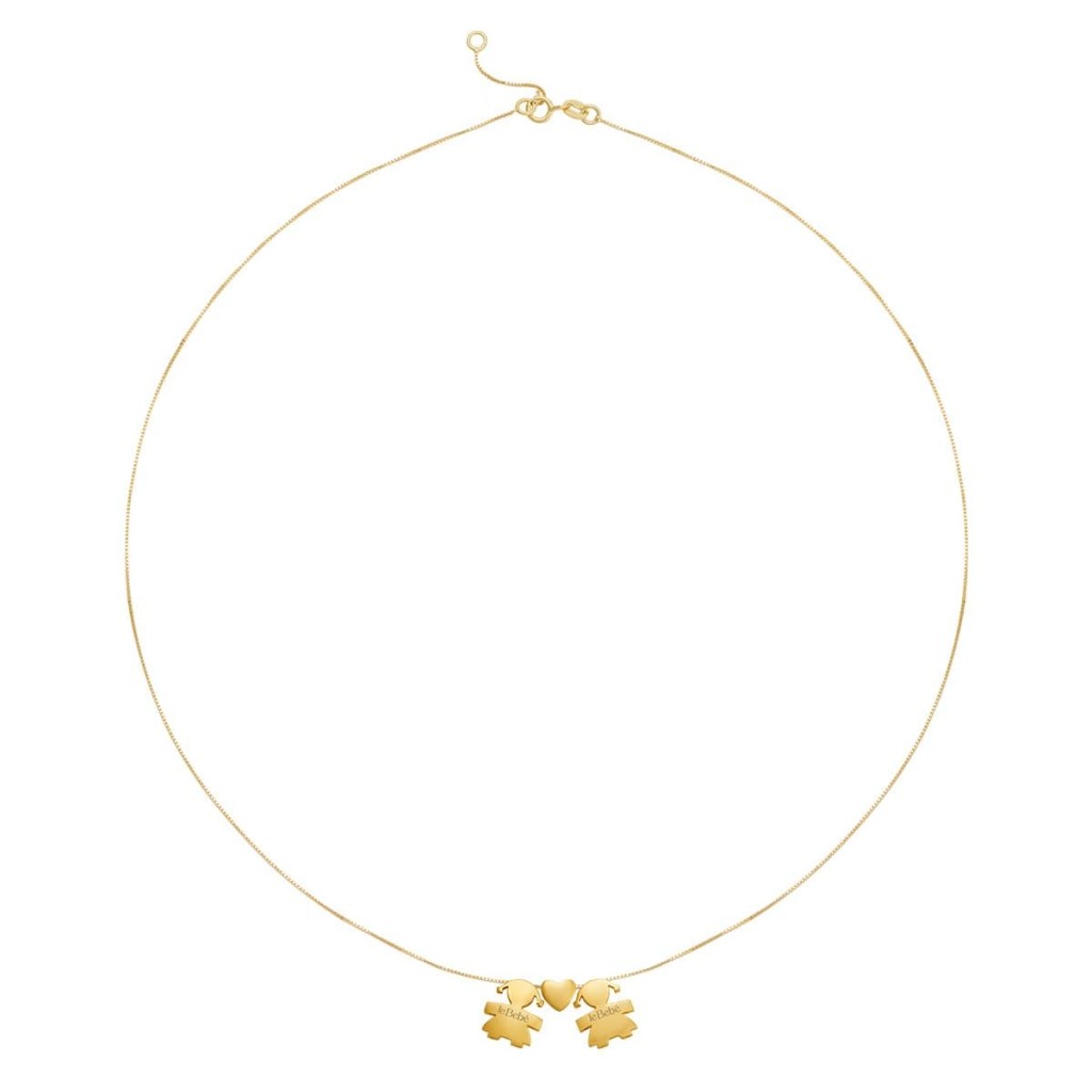 leBebe LBB918-FF Girl-Heart-Girl Necklace in Yellow Gold - LE BEBE