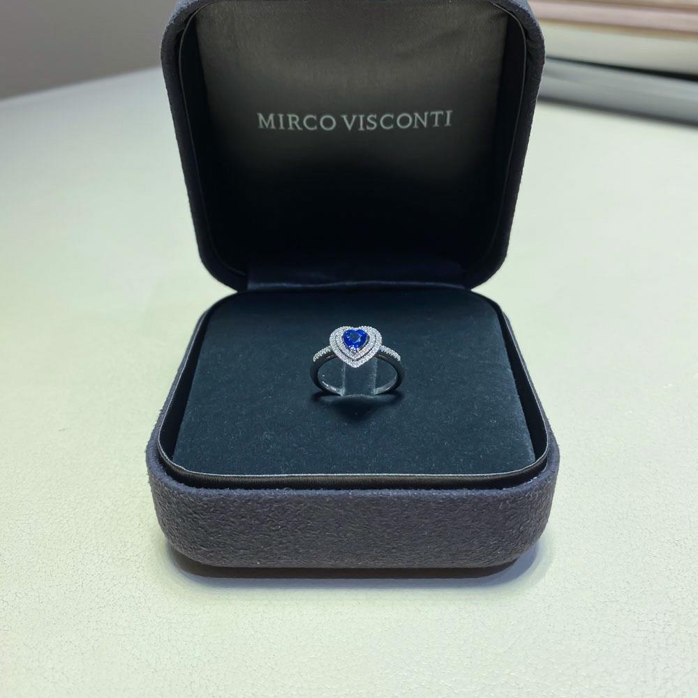  Anello zaffiro cuore 0,59ct doppio contorno diamanti 0,24ct Mirco Visconti - MIRCO VISCONTI