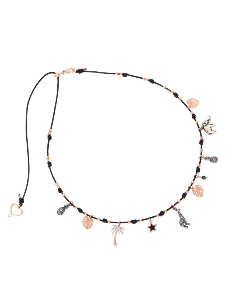 Nylon choker necklace pendant elements Maman et Sophie GKAFR - MAMAN ET SOPHIE