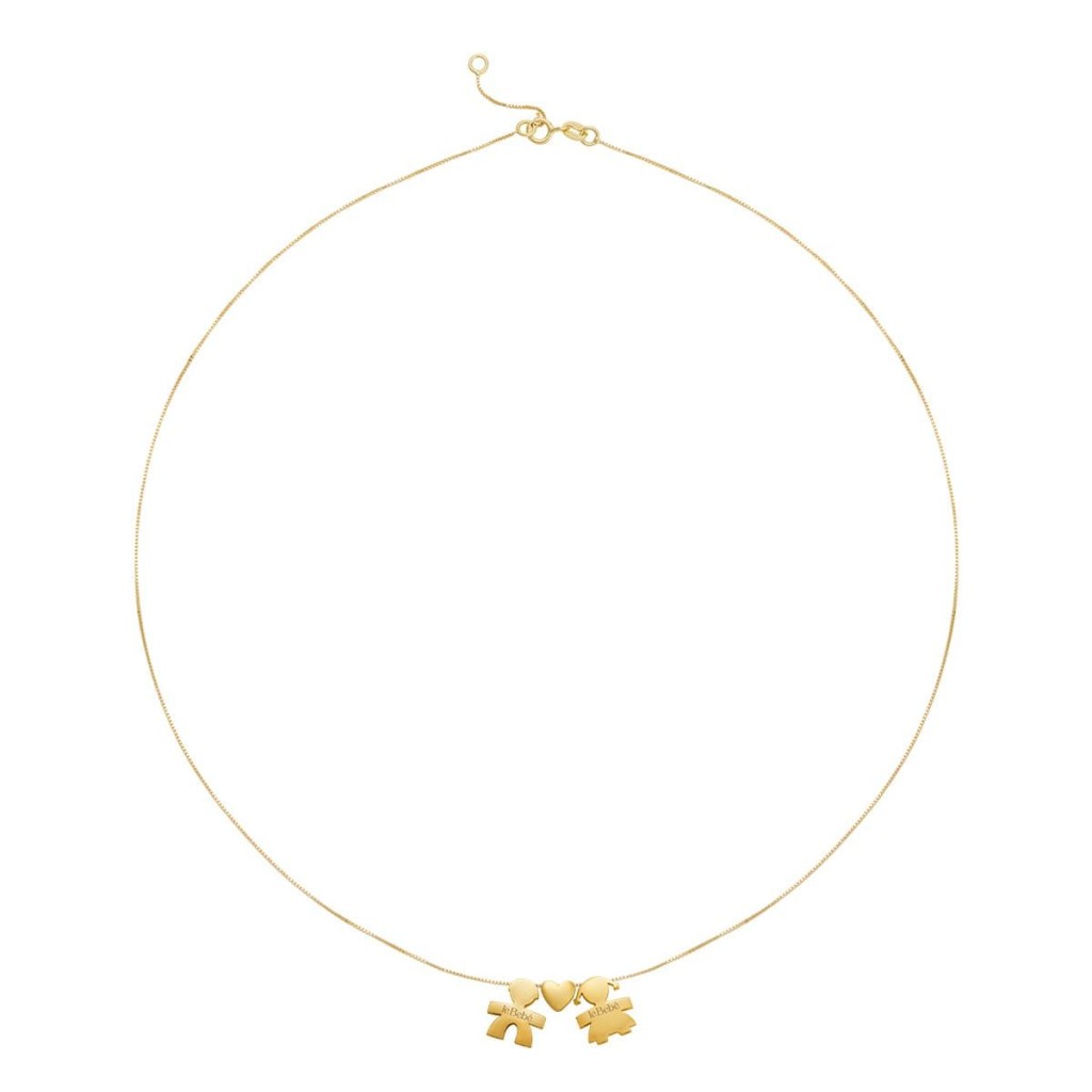 leBebe LBB918-FF Boy-Heart-Girl Necklace in Yellow Gold - LE BEBE
